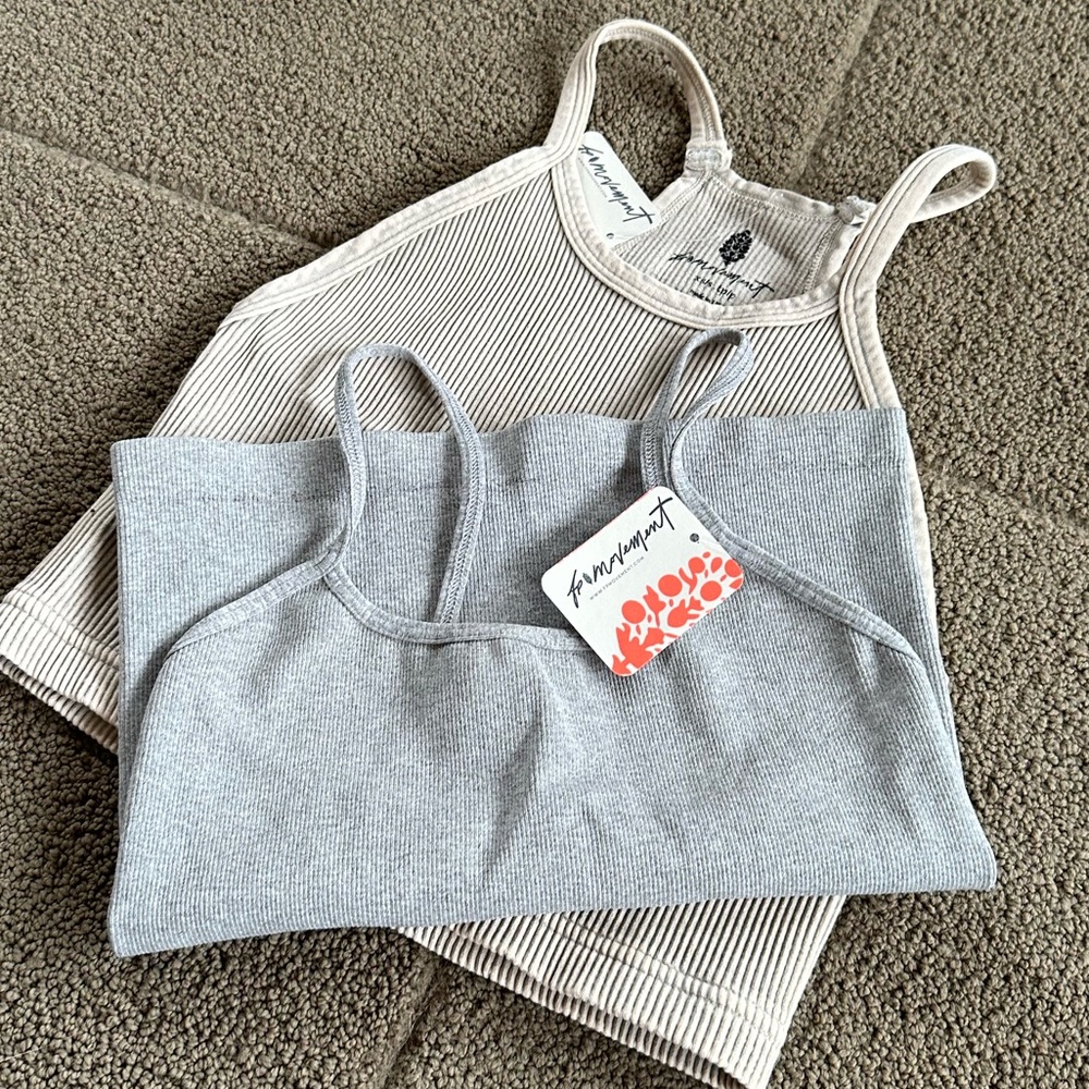 NWT Free People Neutral Tank Bundle (Happiness Runs Crop/Tighten Up Tank)